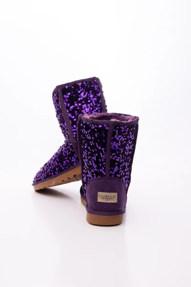 Smaibulun Ugg | Dallas Glam Sequin Shearling Boots - Purple - Image 11