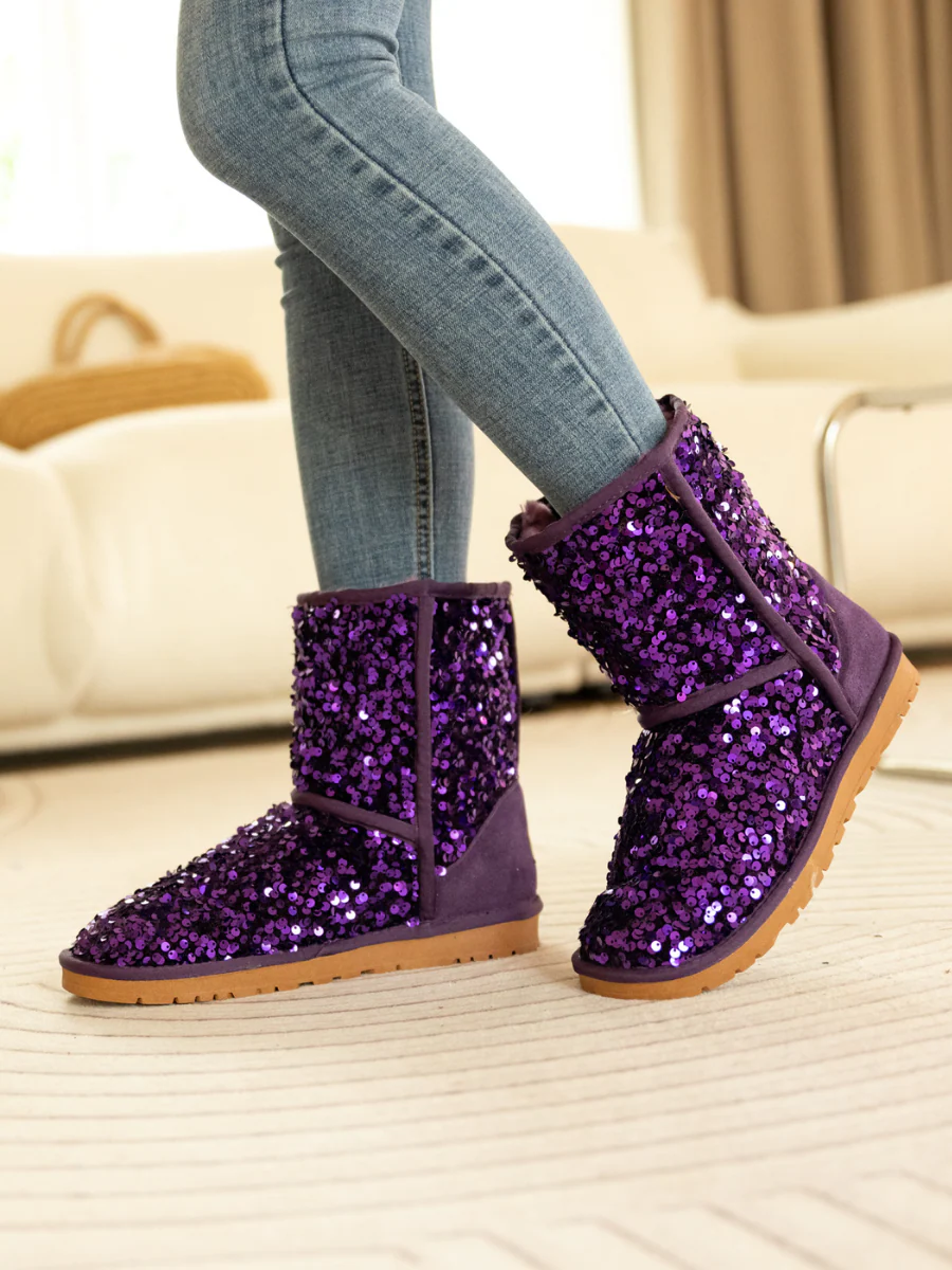 Smaibulun Ugg | Dallas Glam Sequin Shearling Boots - Purple - Image 2