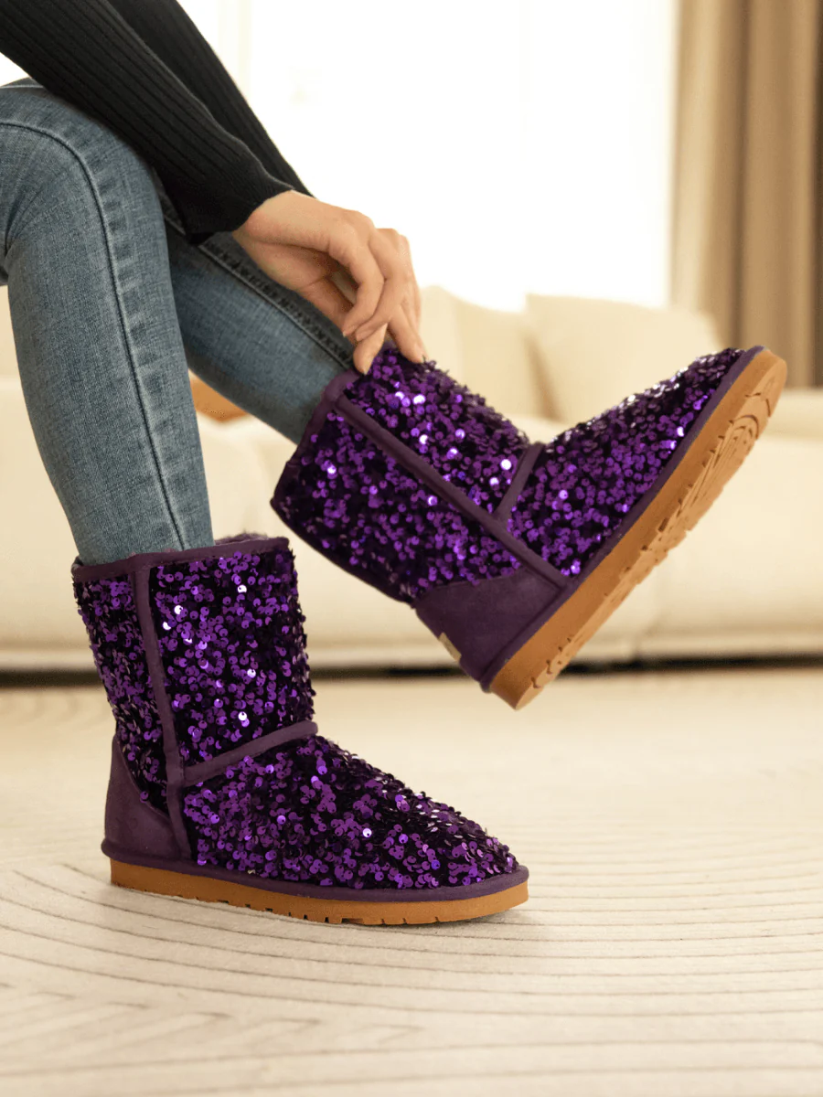 Smaibulun Ugg | Dallas Glam Sequin Shearling Boots - Purple - Image 4