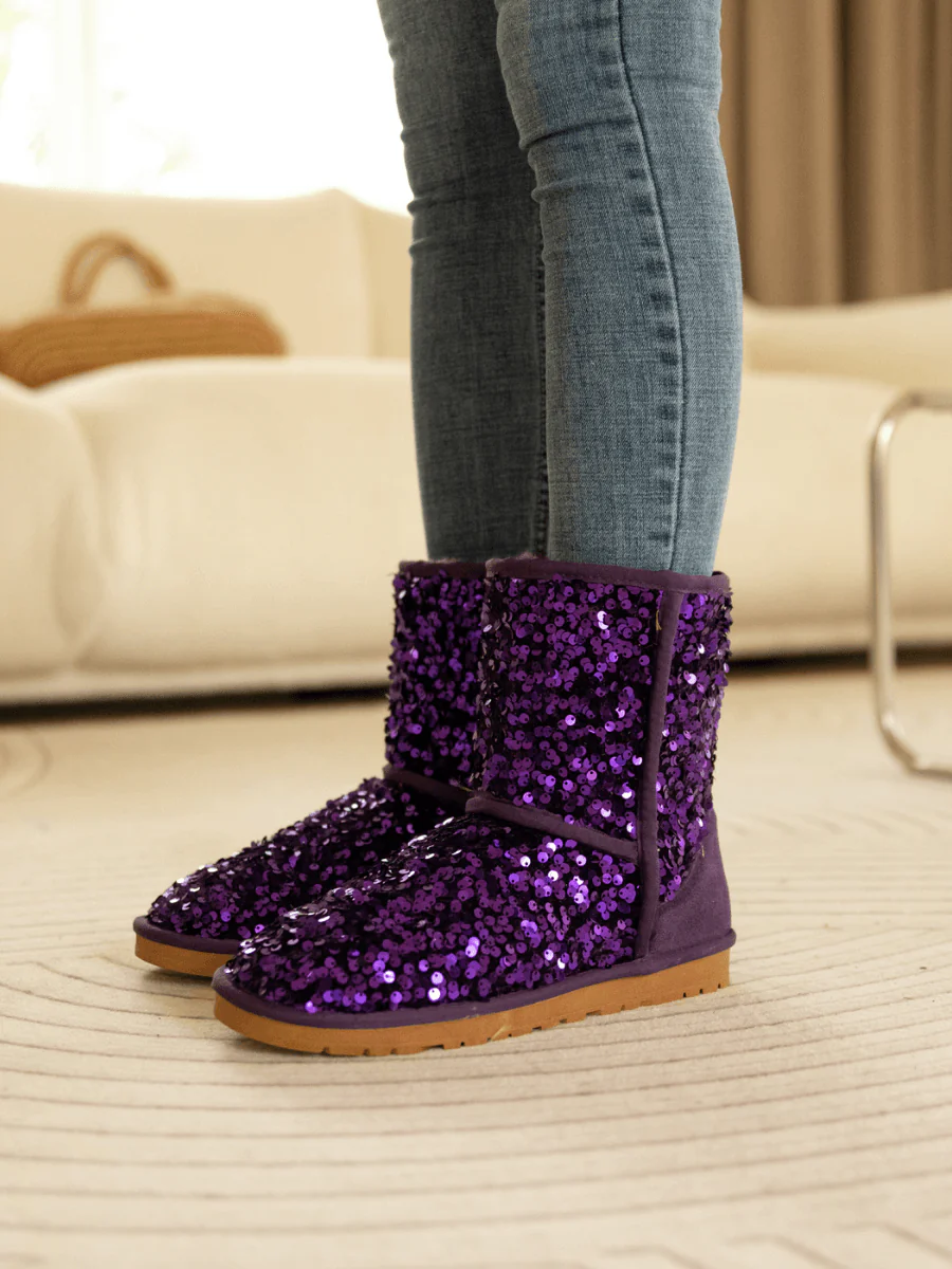 Smaibulun Ugg | Dallas Glam Sequin Shearling Boots - Purple - Image 5