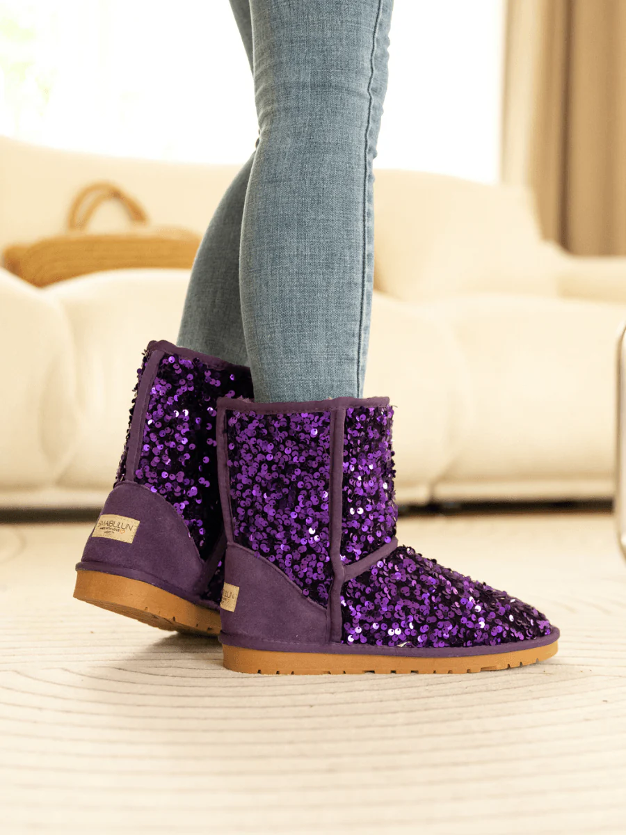 Smaibulun Ugg | Dallas Glam Sequin Shearling Boots - Purple - Image 6