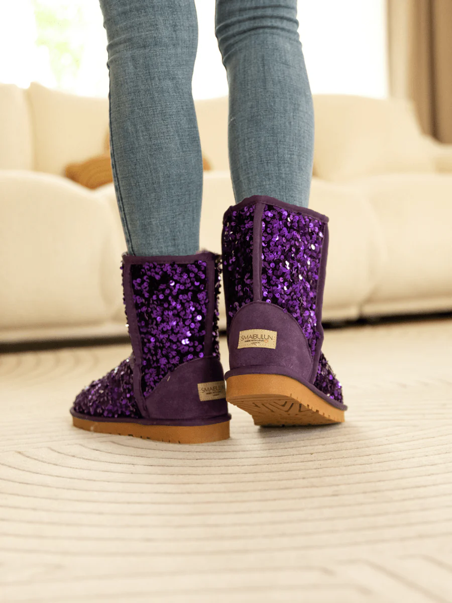 Smaibulun Ugg | Dallas Glam Sequin Shearling Boots - Purple - Image 7