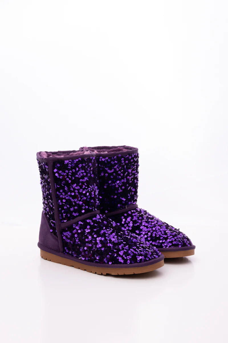 Smaibulun Ugg | Dallas Glam Sequin Shearling Boots - Purple - Image 8