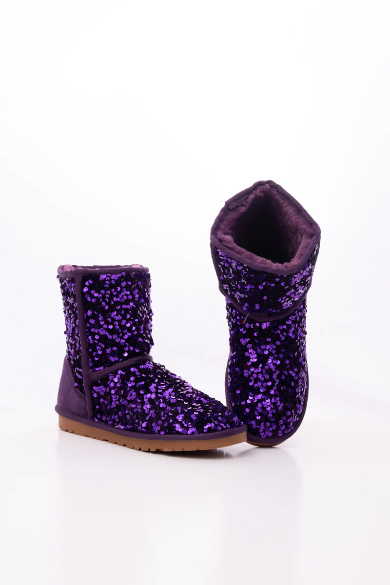 Smaibulun Ugg | Dallas Glam Sequin Shearling Boots - Purple - Image 9