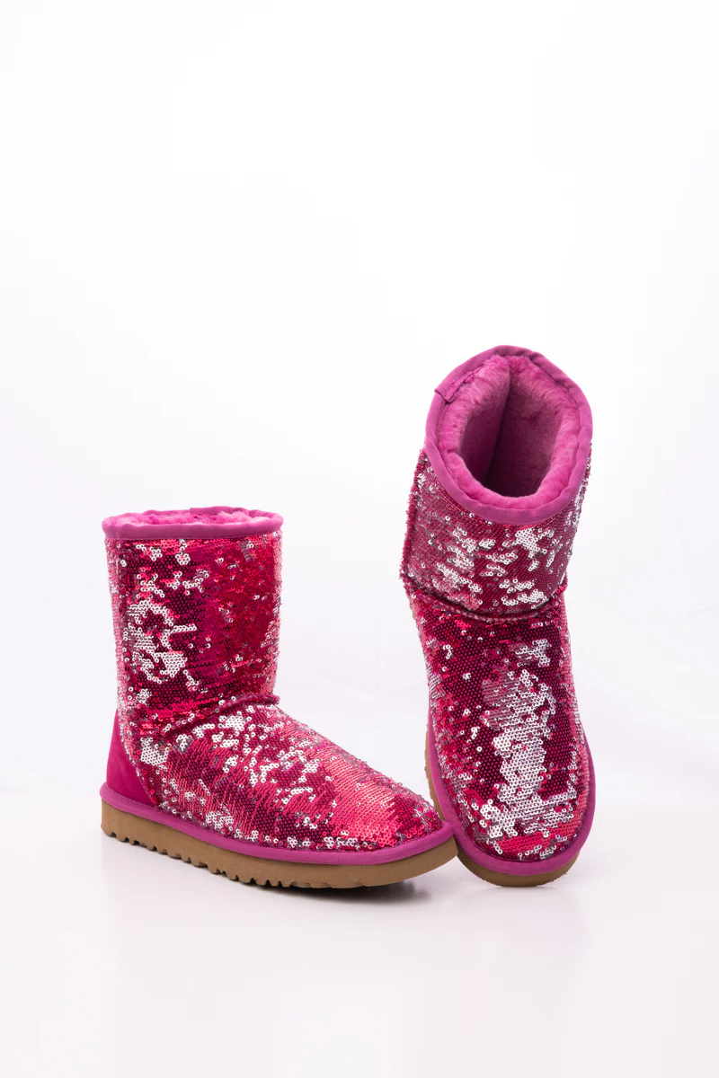Smaibulun Ugg | Dallas Glam Sequin Shearling Boots - Rose Pink - Image 10
