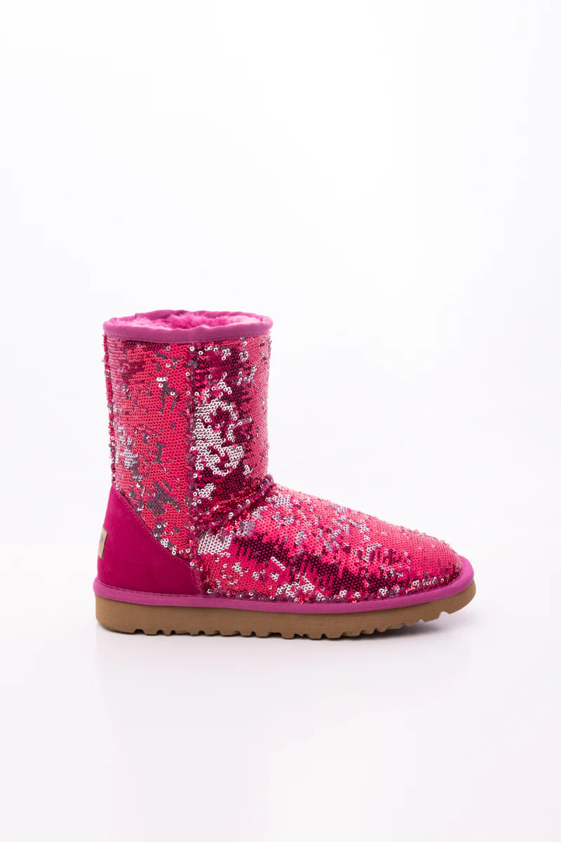 Smaibulun Ugg | Dallas Glam Sequin Shearling Boots - Rose Pink - Image 11