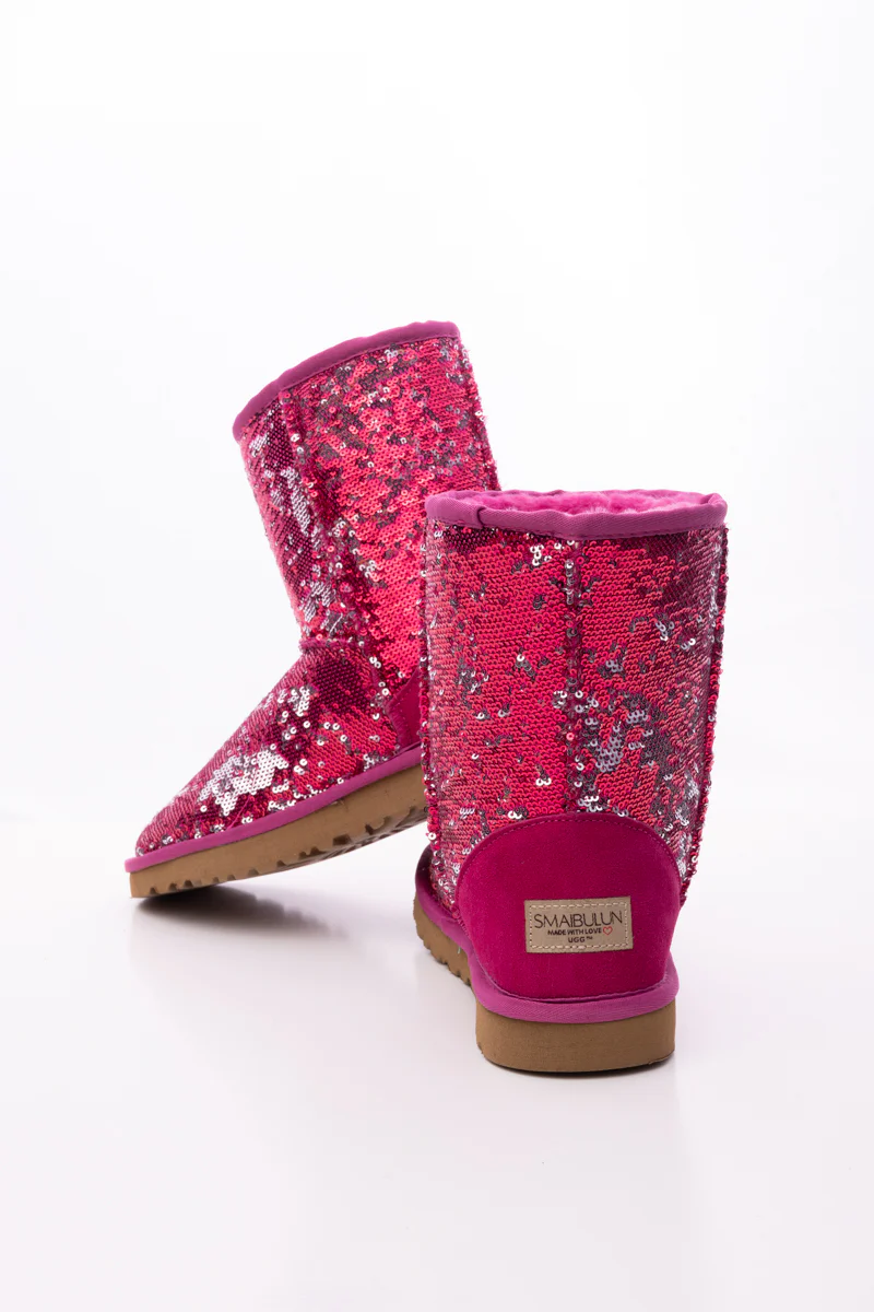 Smaibulun Ugg | Dallas Glam Sequin Shearling Boots - Rose Pink - Image 12