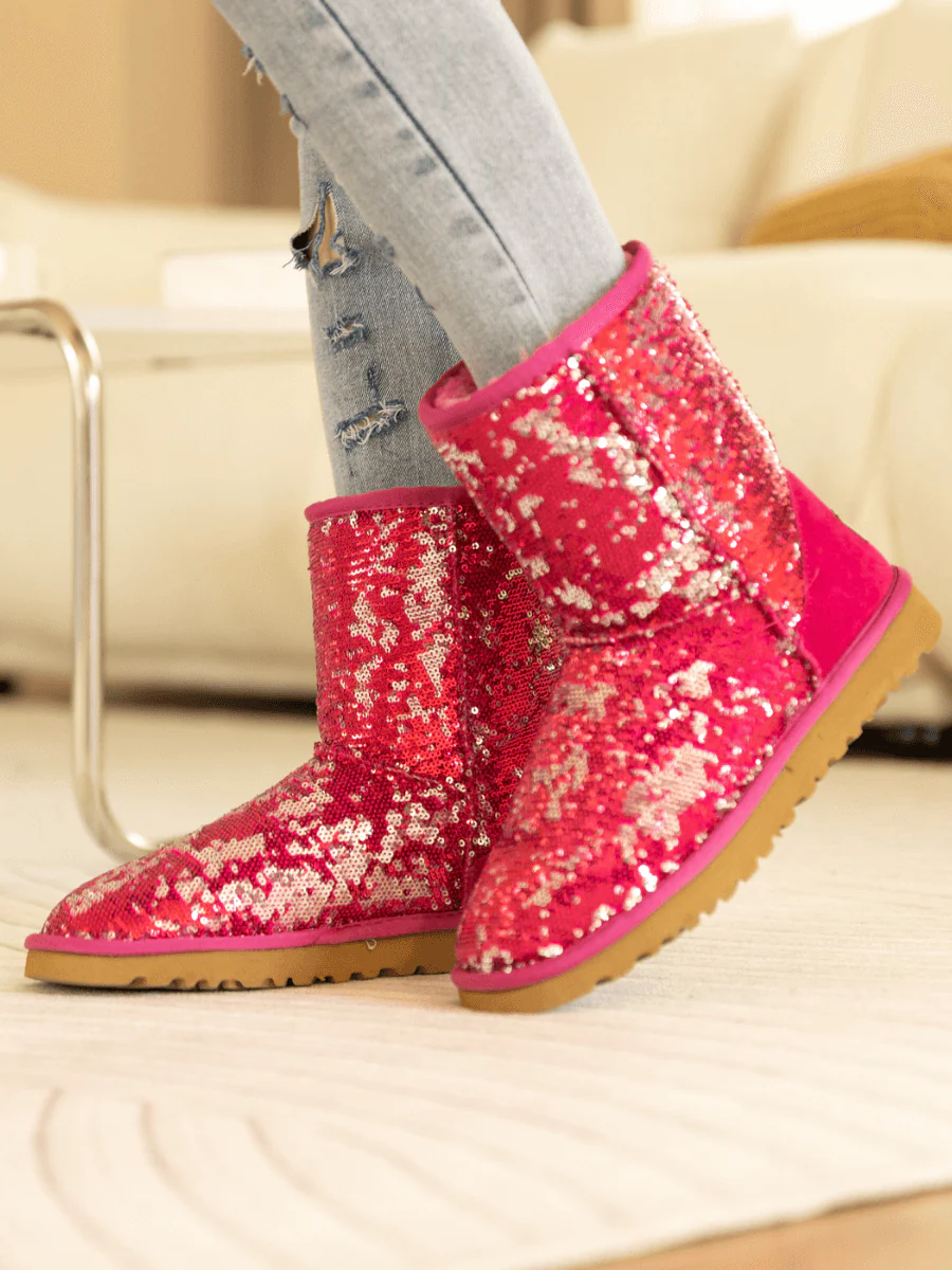 Smaibulun Ugg | Dallas Glam Sequin Shearling Boots - Rose Pink - Image 2