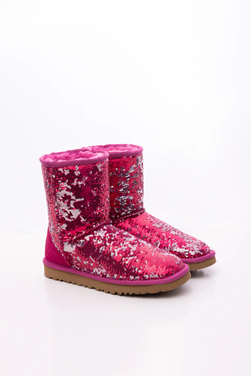 Smaibulun Ugg | Dallas Glam Sequin Shearling Boots - Rose Pink - Image 9