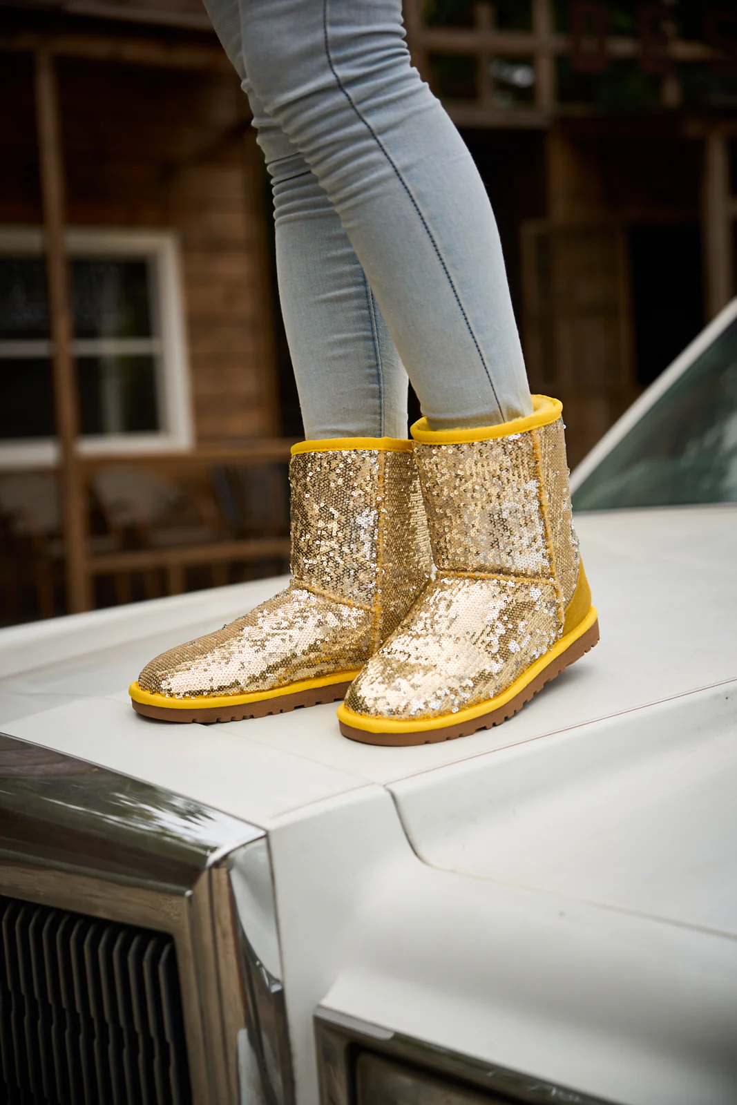 Smaibulun Ugg | Dallas Glam Sequin Shearling Boots - Yellow - Image 3