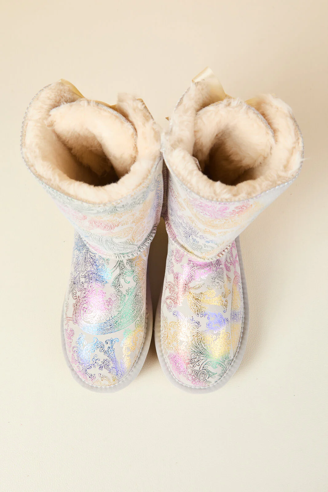 Smaibulun Ugg | Double Ballet Ribbon Bow Suede Shearling Boots - multi - Image 14