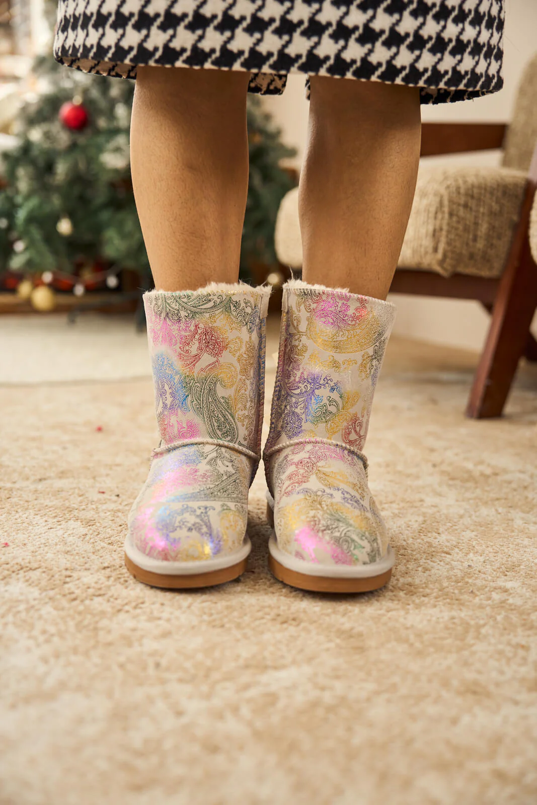 Smaibulun Ugg | Double Ballet Ribbon Bow Suede Shearling Boots - multi - Image 6