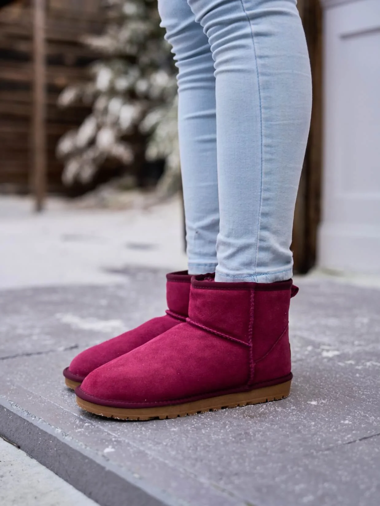 SMAIBULUN Ugg | Faux Fur-Lined Classic Short Ugg Boots - claret - Image 3