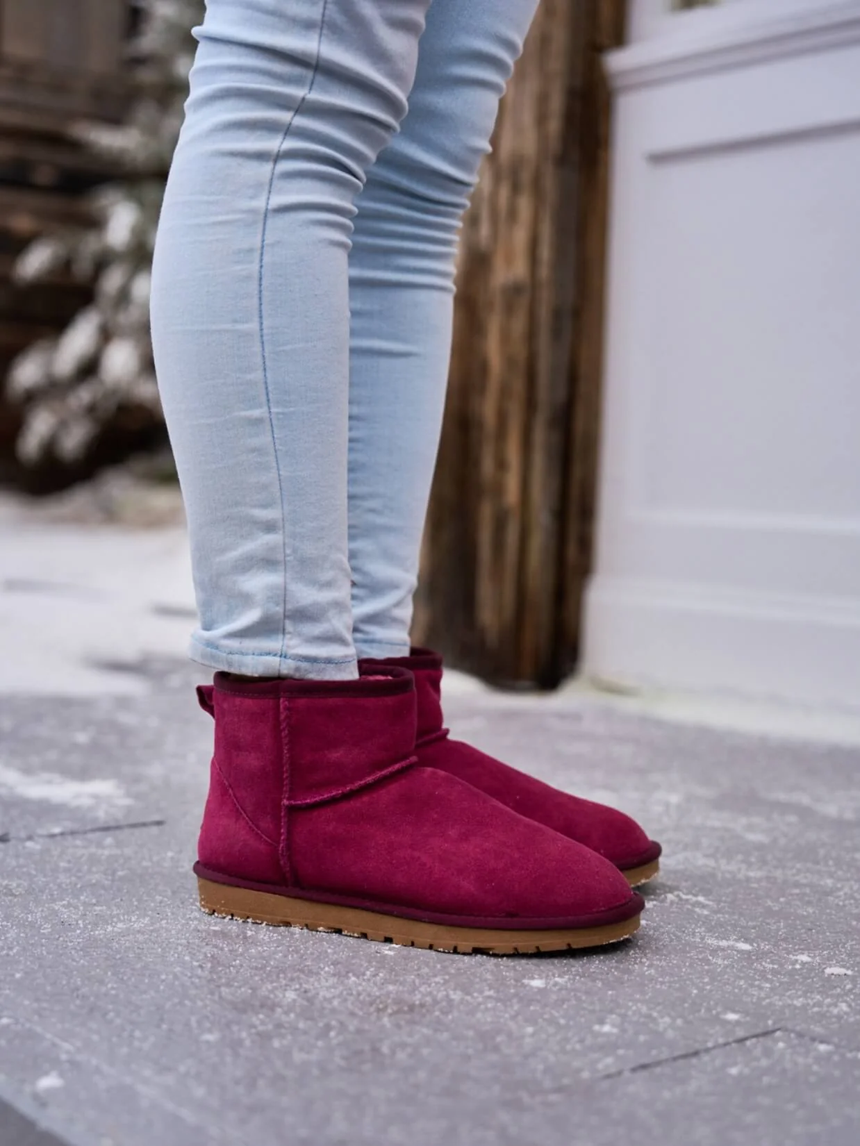 SMAIBULUN Ugg | Faux Fur-Lined Classic Short Ugg Boots - claret - Image 5