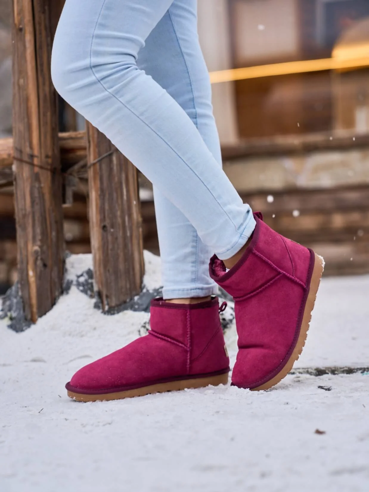 SMAIBULUN Ugg | Faux Fur-Lined Classic Short Ugg Boots - claret - Image 6