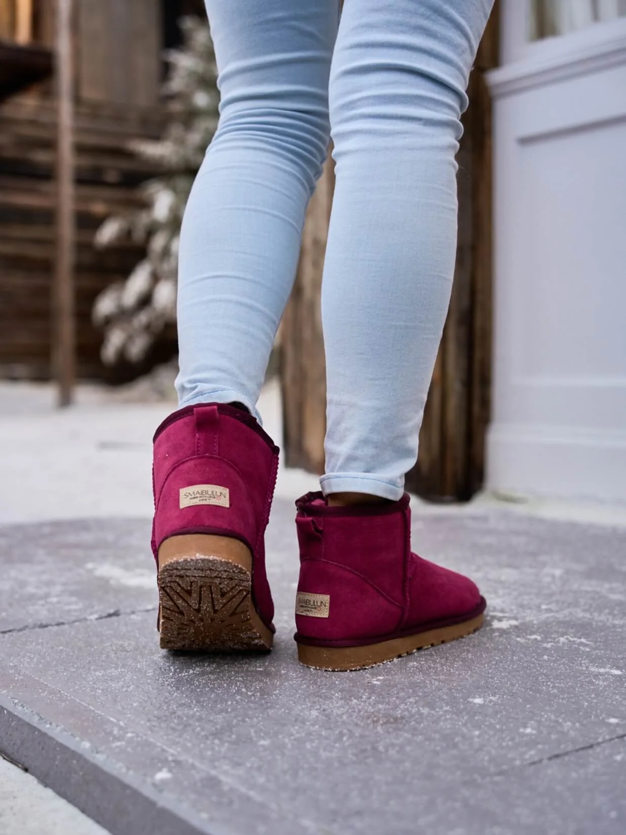 SMAIBULUN Ugg | Faux Fur-Lined Classic Short Ugg Boots - claret - Image 7