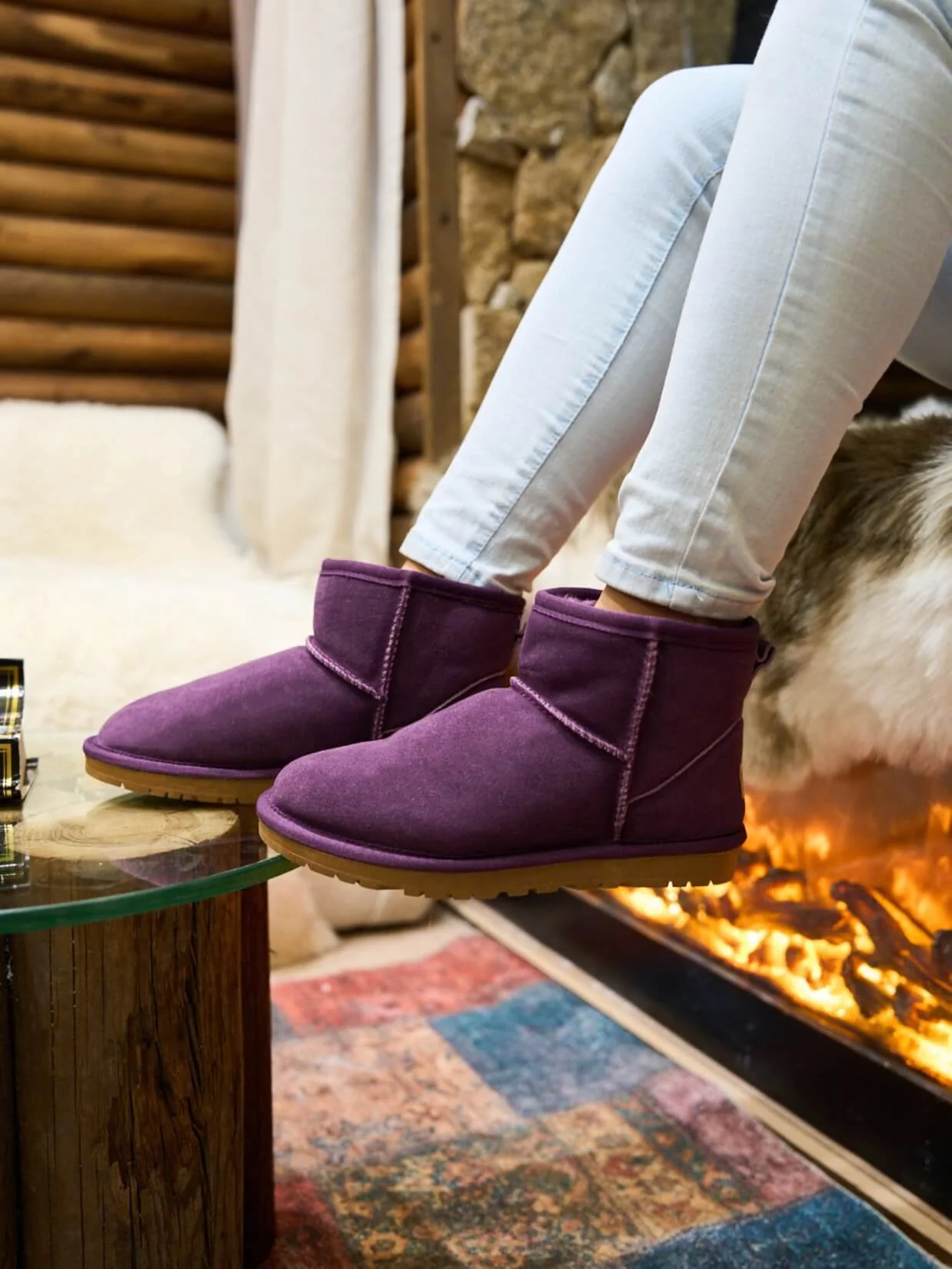 SMAIBULUN Ugg | Faux Fur-Lined Classic Short Ugg Boots - purple - Image 2