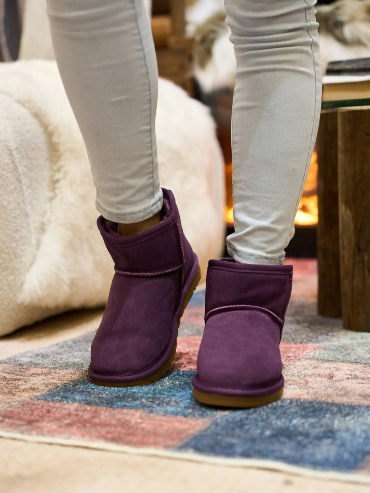SMAIBULUN Ugg | Faux Fur-Lined Classic Short Ugg Boots - purple - Image 3
