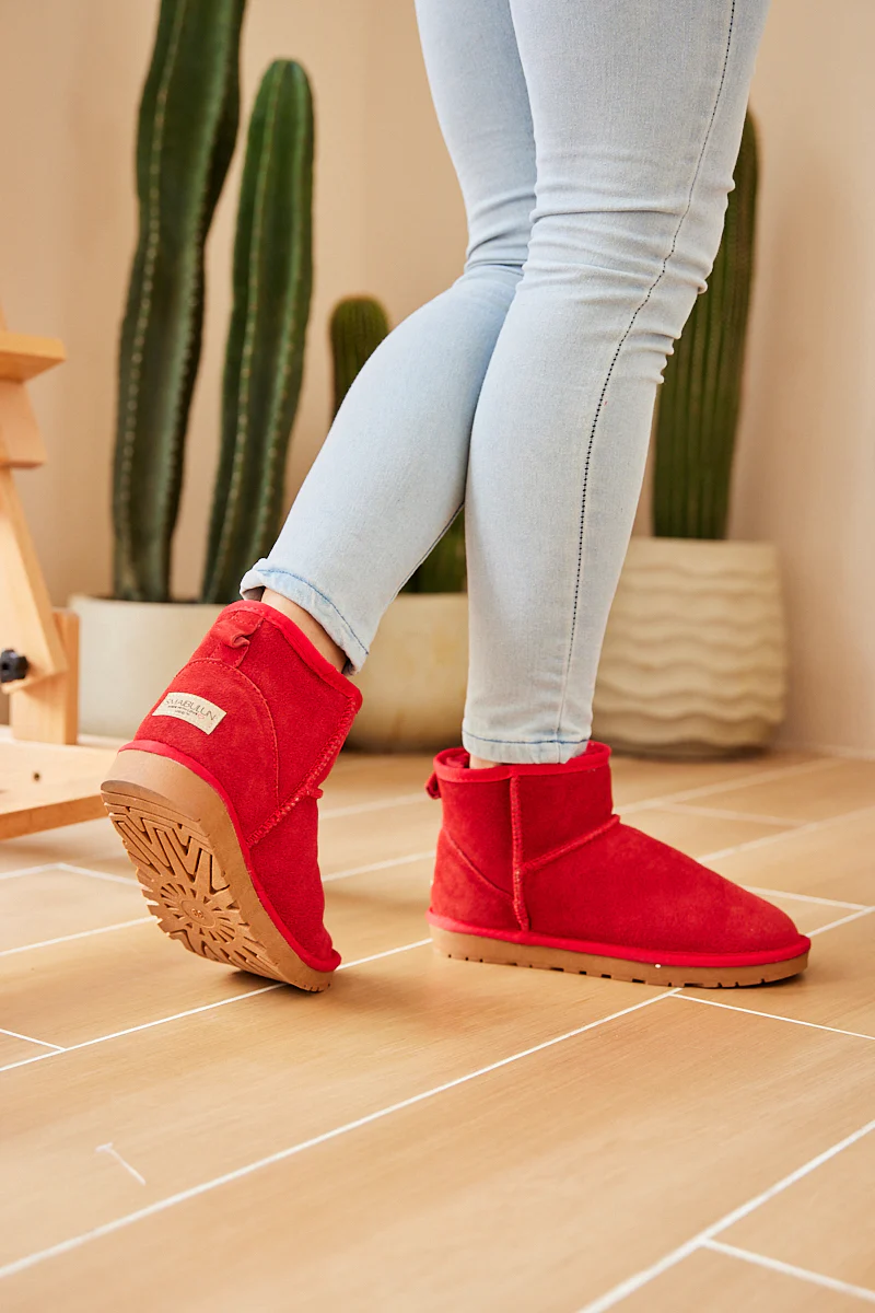 SMAIBULUN Ugg | Faux Fur-Lined Classic Short Ugg Boots - Red - Image 5