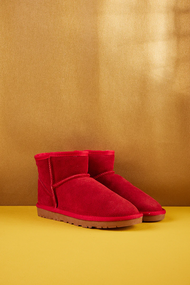 SMAIBULUN Ugg | Faux Fur-Lined Classic Short Ugg Boots - Red - Image 9