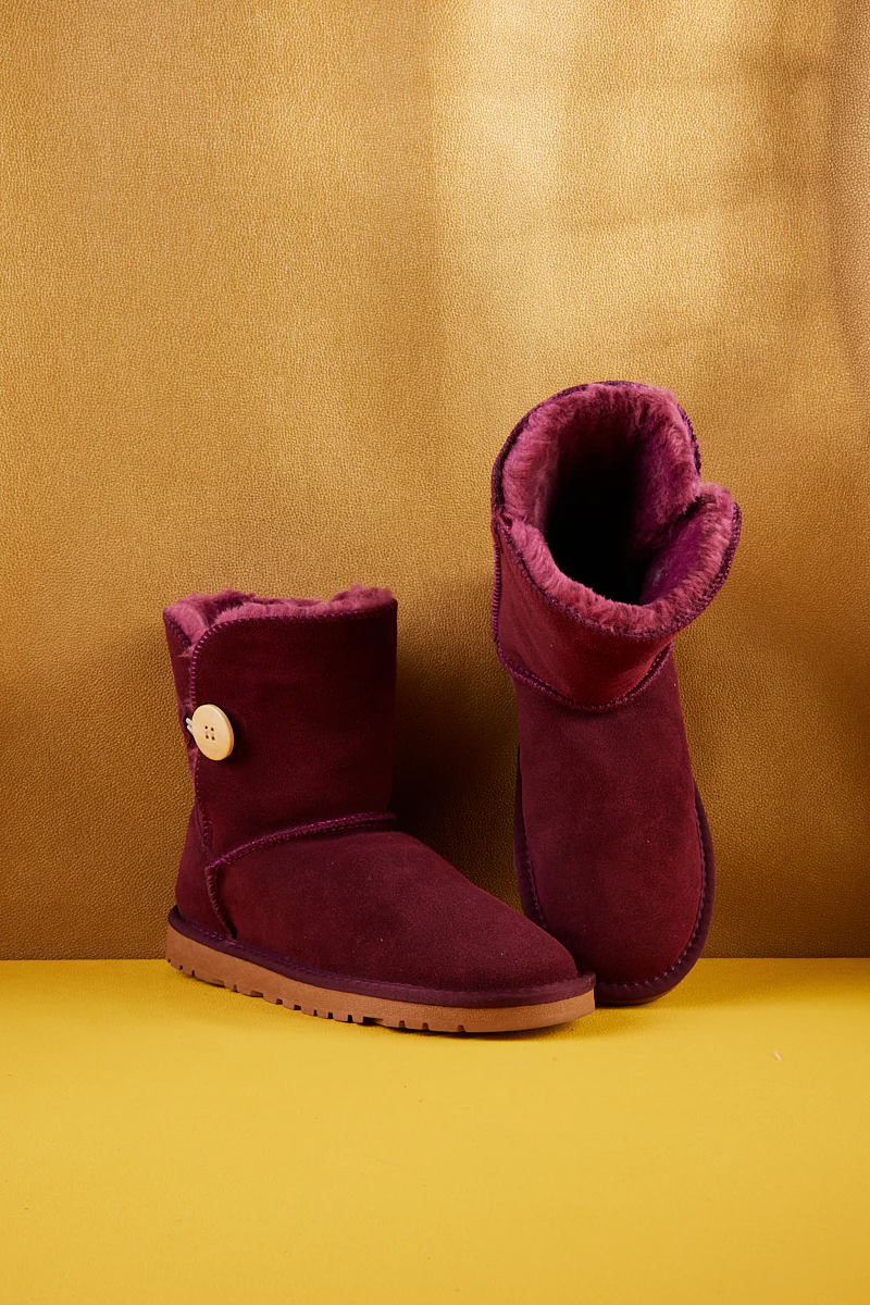 SMAIBULUN Ugg | Faux Fur-Lined Classic Side Button Ugg Boot - Claret - Image 10