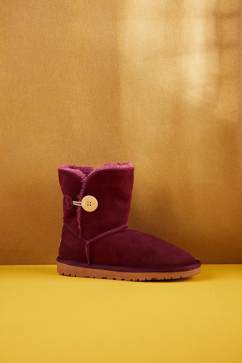 SMAIBULUN Ugg | Faux Fur-Lined Classic Side Button Ugg Boot - Claret - Image 11