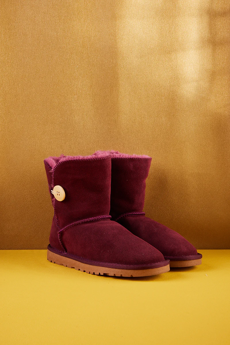 SMAIBULUN Ugg | Faux Fur-Lined Classic Side Button Ugg Boot - Claret - Image 9