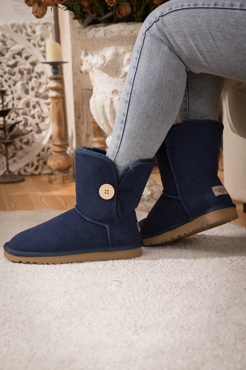 SMAIBULUN Ugg | Faux Fur-Lined Classic Side Button Ugg Boot - Navy - Image 6