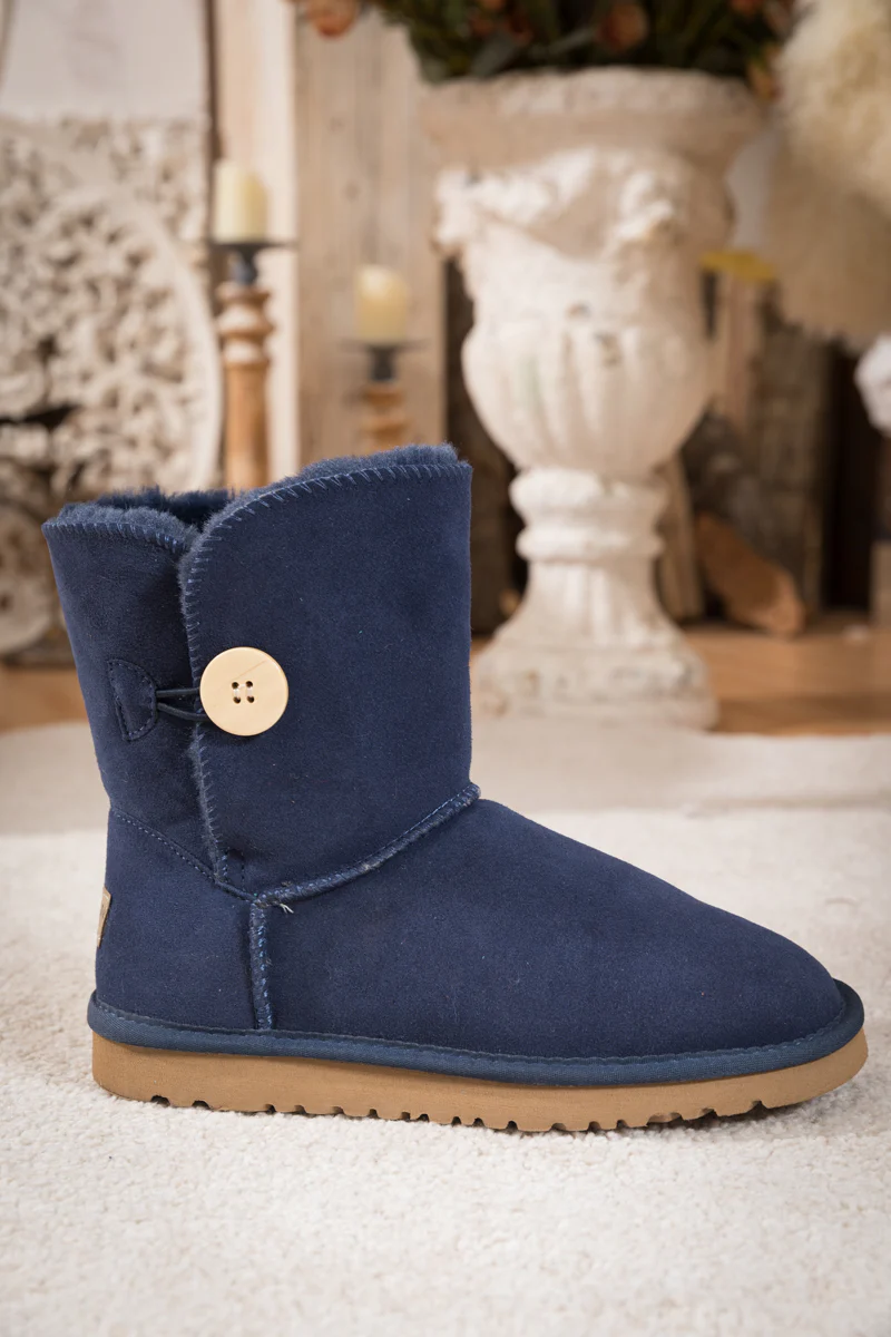 SMAIBULUN Ugg | Faux Fur-Lined Classic Side Button Ugg Boot - Navy - Image 7