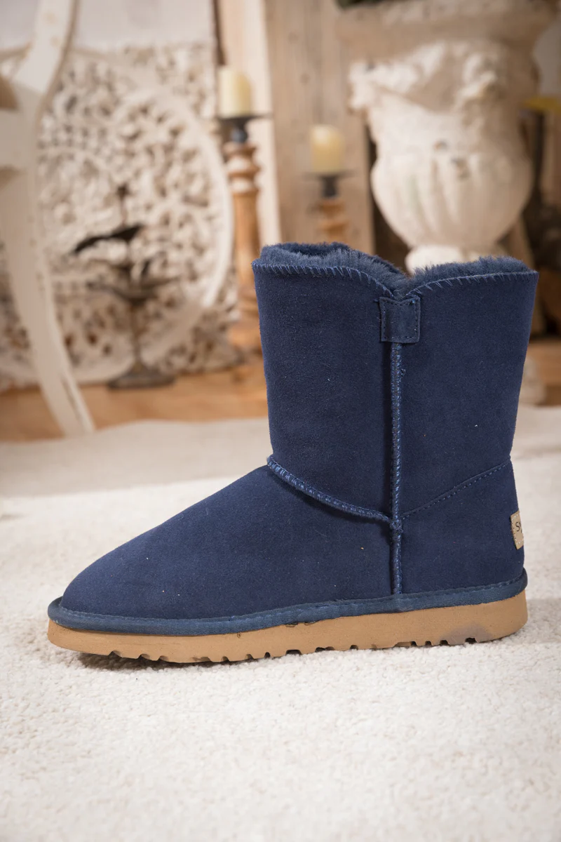 SMAIBULUN Ugg | Faux Fur-Lined Classic Side Button Ugg Boot - Navy - Image 8