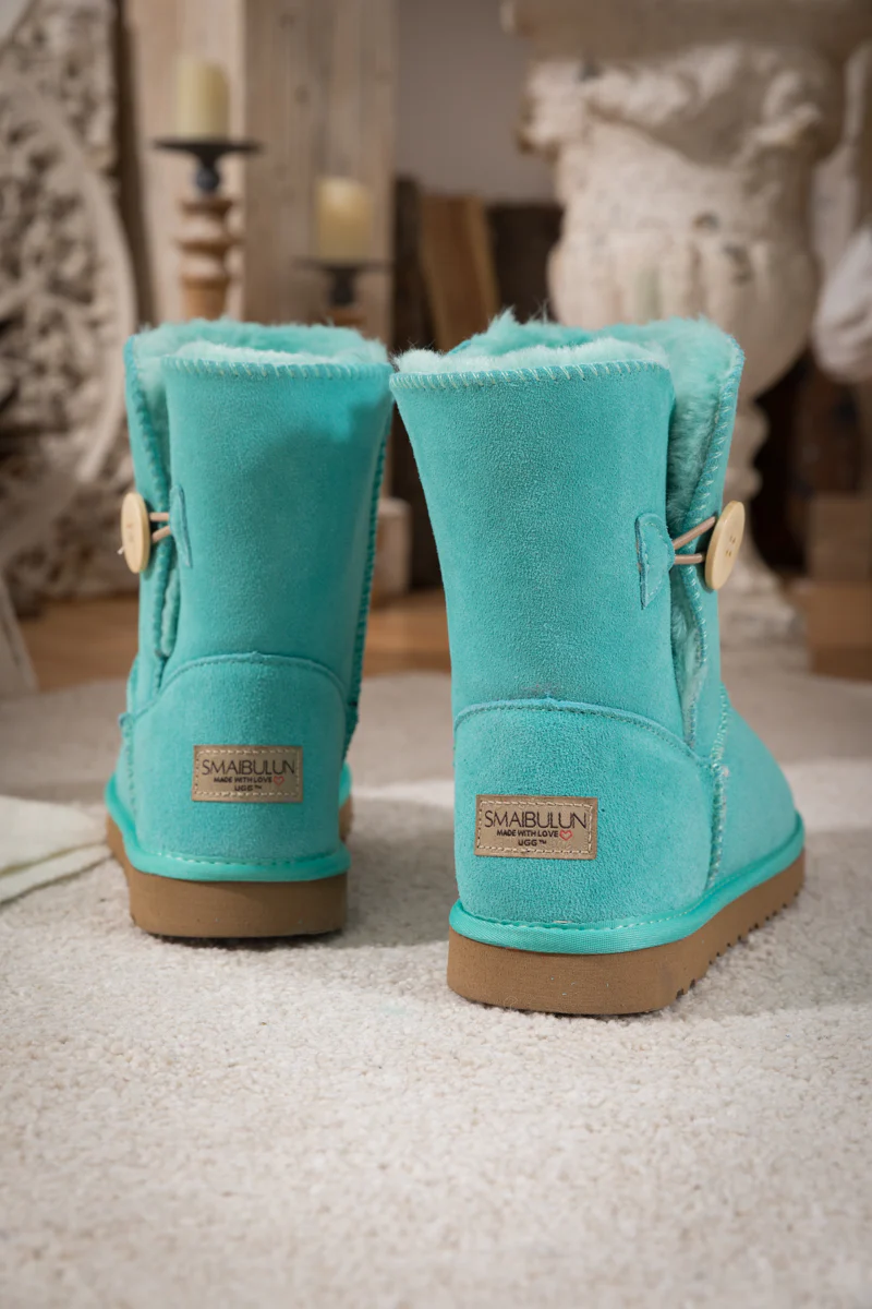 SMAIBULUN Ugg | Faux Fur-Lined Classic Side Button Ugg Boot - Turquoise - Image 10