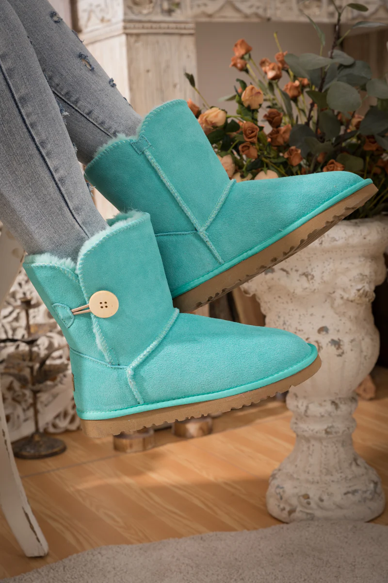 SMAIBULUN Ugg | Faux Fur-Lined Classic Side Button Ugg Boot - Turquoise - Image 6
