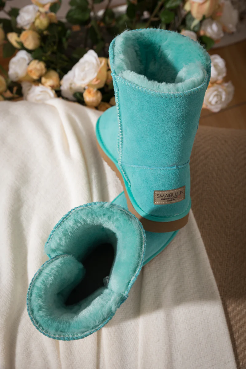 SMAIBULUN Ugg | Faux Fur-Lined Classic Side Button Ugg Boot - Turquoise - Image 7