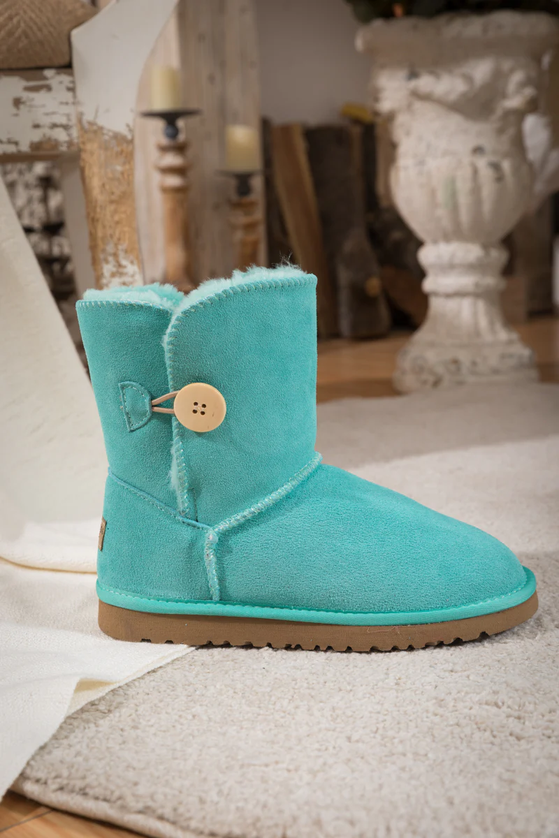 SMAIBULUN Ugg | Faux Fur-Lined Classic Side Button Ugg Boot - Turquoise - Image 8
