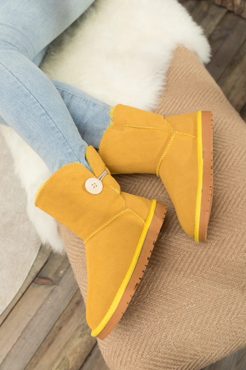 SMAIBULUN Ugg | Faux Fur-Lined Classic Side Button Ugg Boot - Yellow - Image 3