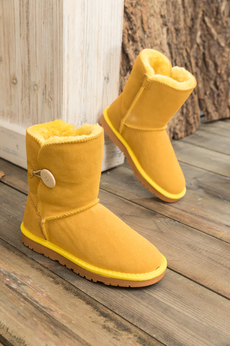 SMAIBULUN Ugg | Faux Fur-Lined Classic Side Button Ugg Boot - Yellow - Image 5