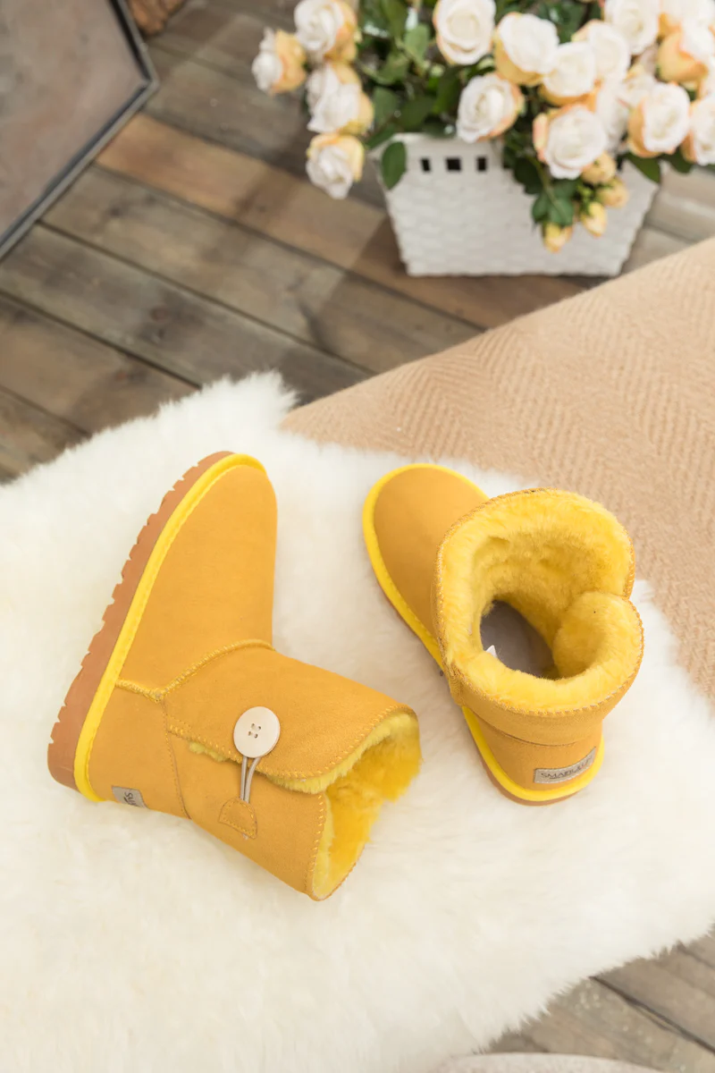 SMAIBULUN Ugg | Faux Fur-Lined Classic Side Button Ugg Boot - Yellow - Image 6