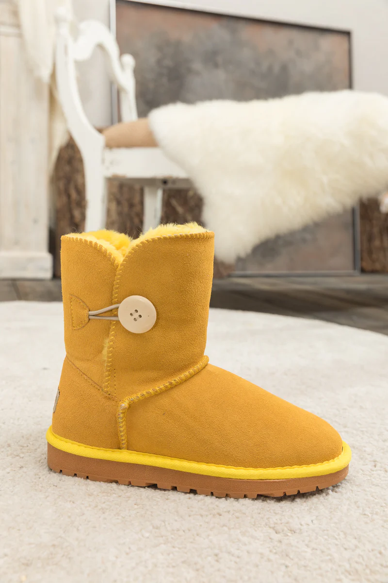 SMAIBULUN Ugg | Faux Fur-Lined Classic Side Button Ugg Boot - Yellow - Image 7