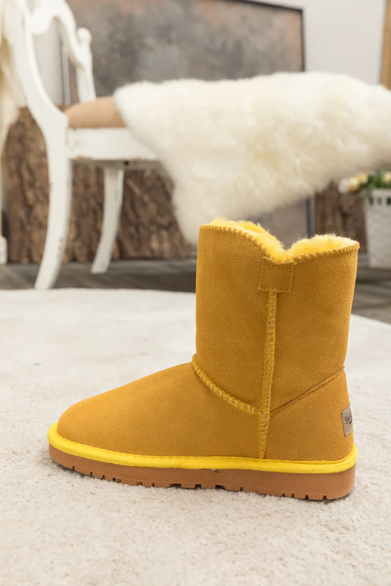 SMAIBULUN Ugg | Faux Fur-Lined Classic Side Button Ugg Boot - Yellow - Image 8