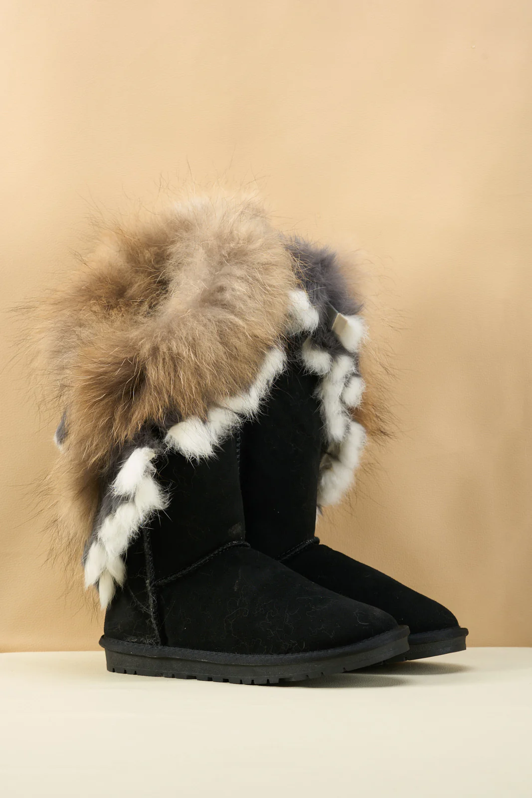 SMAIBULUN Ugg | Faux Fur Wool Lined Grazing Calf Boots - Black - Image 10