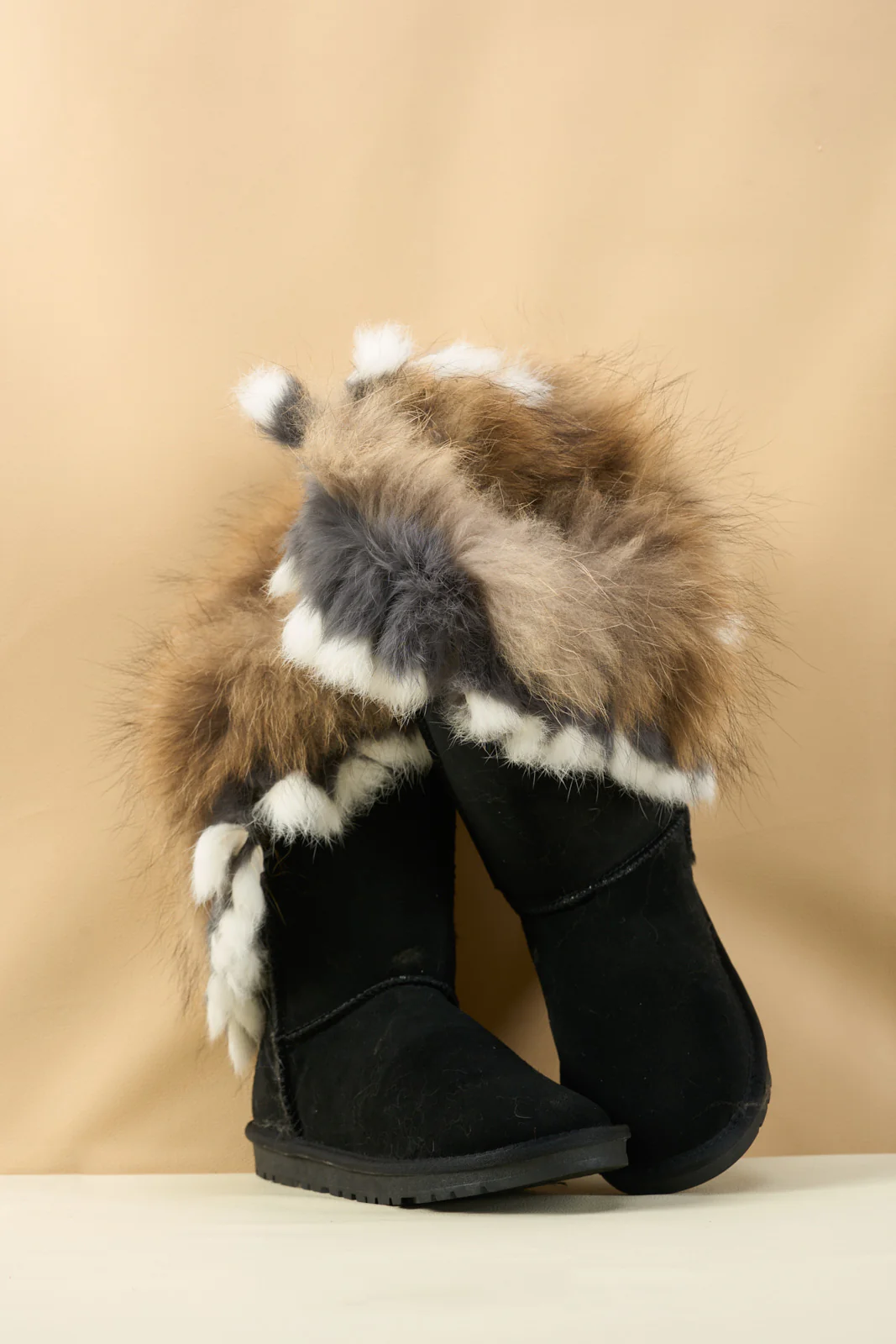 SMAIBULUN Ugg | Faux Fur Wool Lined Grazing Calf Boots - Black - Image 11