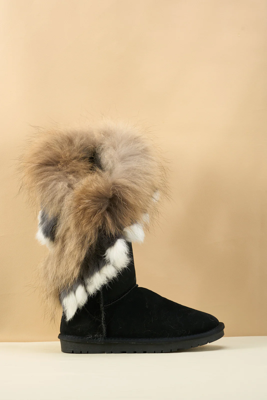 SMAIBULUN Ugg | Faux Fur Wool Lined Grazing Calf Boots - Black - Image 12