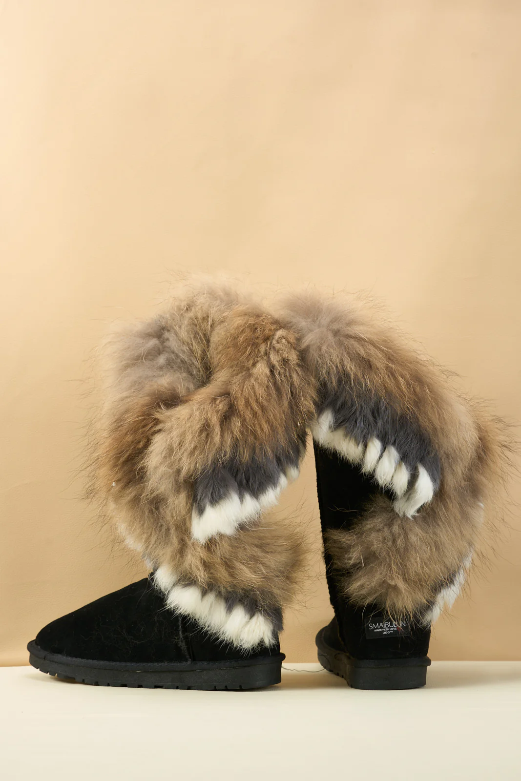 SMAIBULUN Ugg | Faux Fur Wool Lined Grazing Calf Boots - Black - Image 13