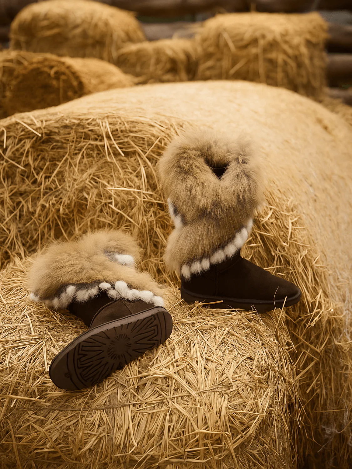 SMAIBULUN Ugg | Faux Fur Wool Lined Grazing Calf Boots - chocolate - Image 3