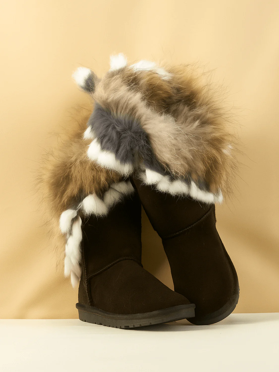 SMAIBULUN Ugg | Faux Fur Wool Lined Grazing Calf Boots - chocolate - Image 4