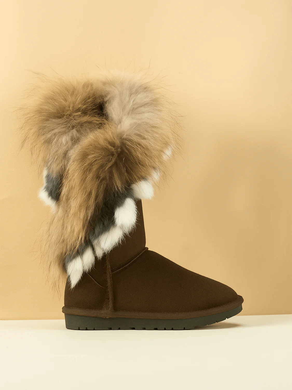 SMAIBULUN Ugg | Faux Fur Wool Lined Grazing Calf Boots - chocolate - Image 5
