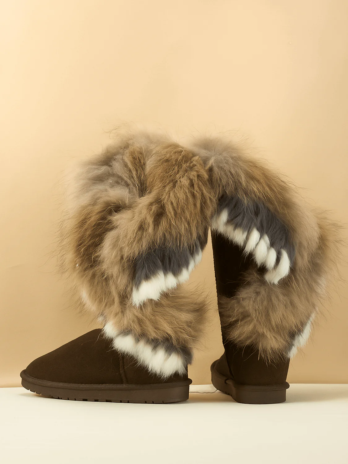 SMAIBULUN Ugg | Faux Fur Wool Lined Grazing Calf Boots - chocolate - Image 6