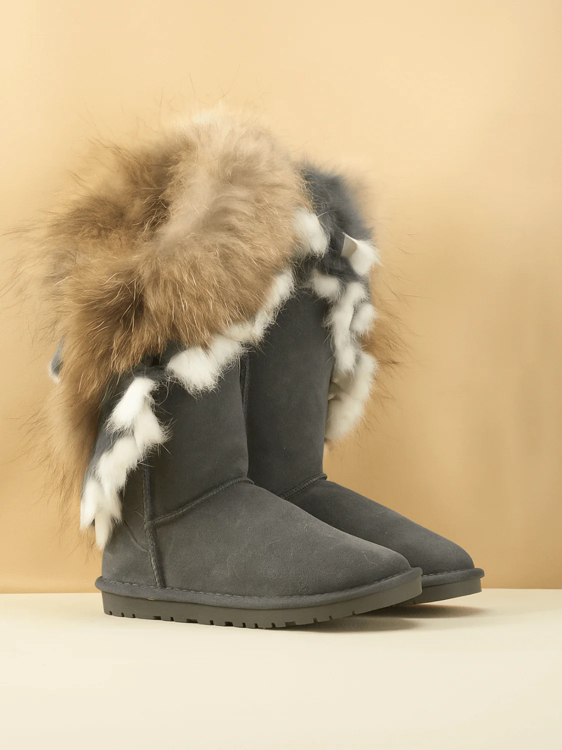 SMAIBULUN Ugg | Faux Fur Wool Lined Grazing Calf Boots - grey - Image 6