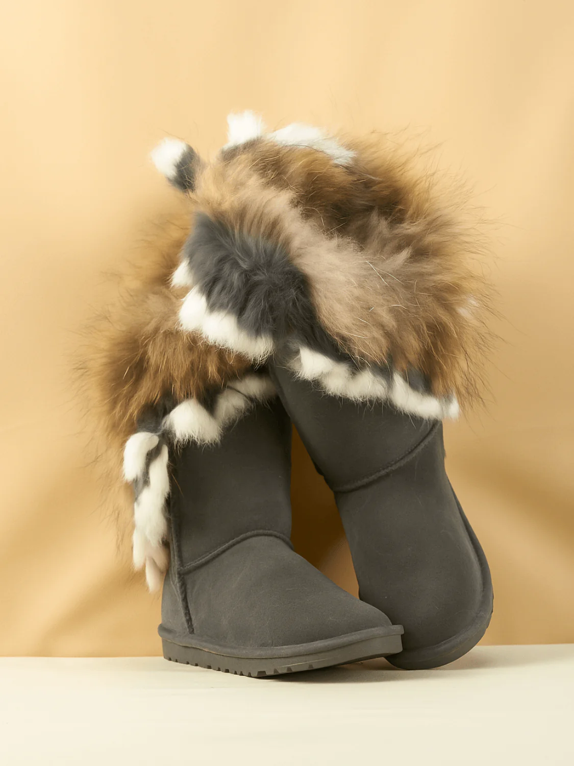 SMAIBULUN Ugg | Faux Fur Wool Lined Grazing Calf Boots - grey - Image 7