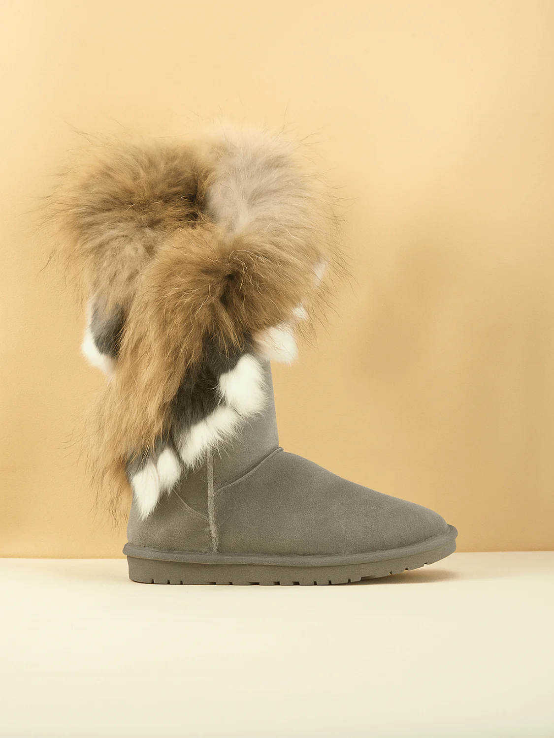 SMAIBULUN Ugg | Faux Fur Wool Lined Grazing Calf Boots - grey - Image 8